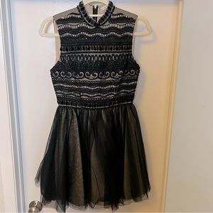 Alice + Olivia black beaded cocktail dress